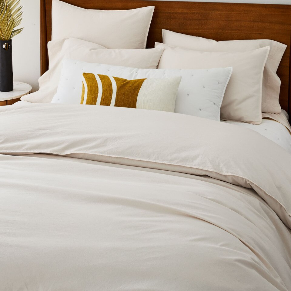 Organic Washed Cotton Percale Duvet Cover & Pillowcases